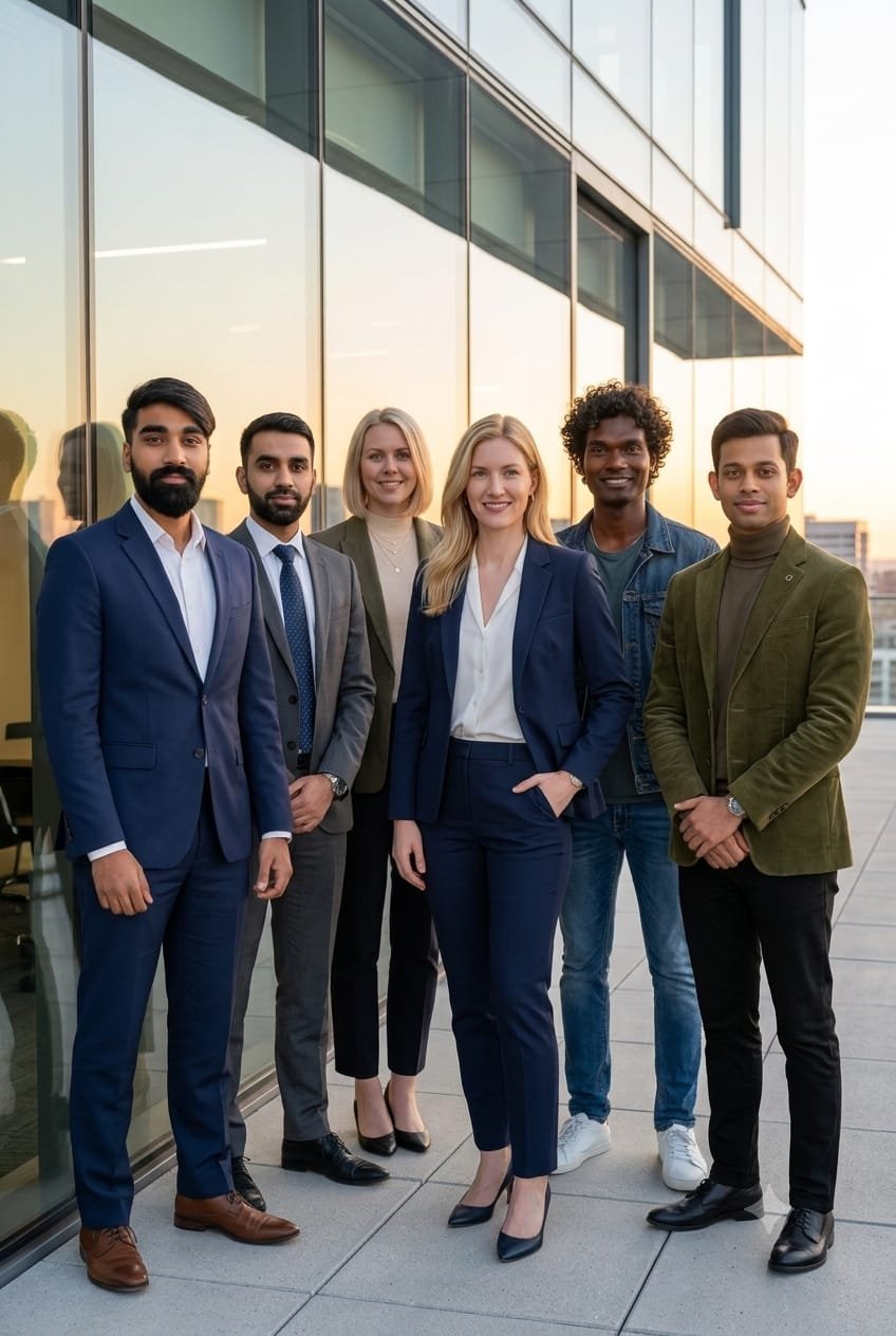 The FunnelUX team on the rooftop terrace at the Uxbridge office